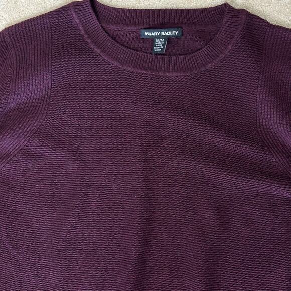 Hilary Radly Crew Neck long Sleeve Sweater With White Layered Hem Maroon Sz M‎ - Picture 7 of 10